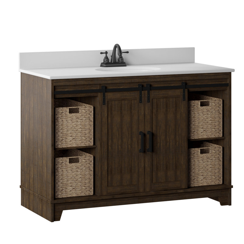 Sand & Stable Braylen Sliding Barn Door 48" Single Bathroom Vanity Set